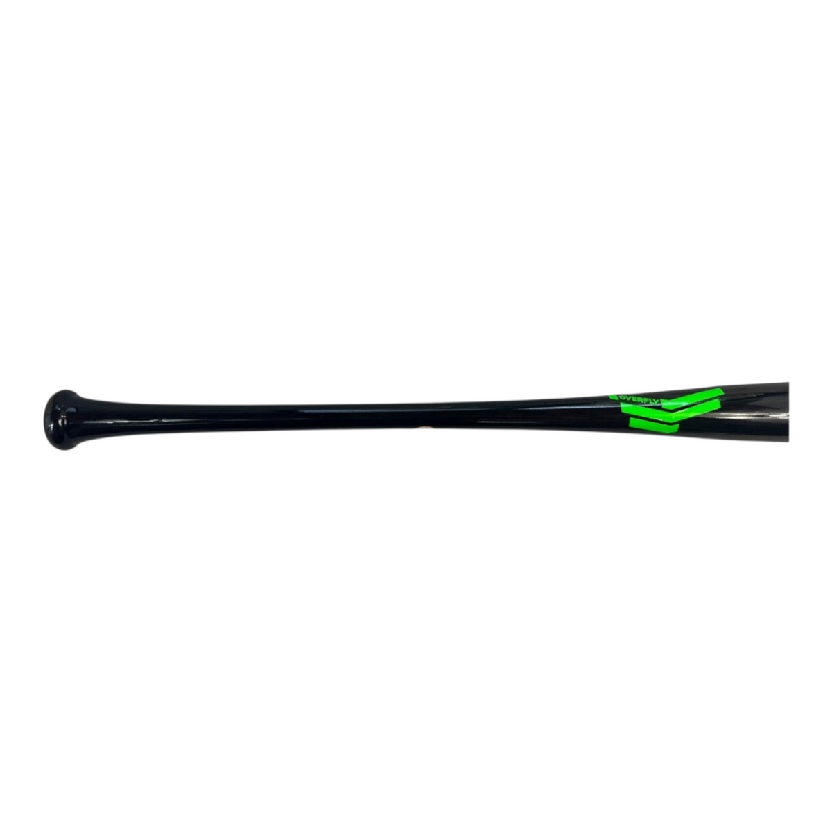 Bat de béisbol Radach Sports Overfly CC13 de madera de maple negra con detalles en verde neón y acabado profesional