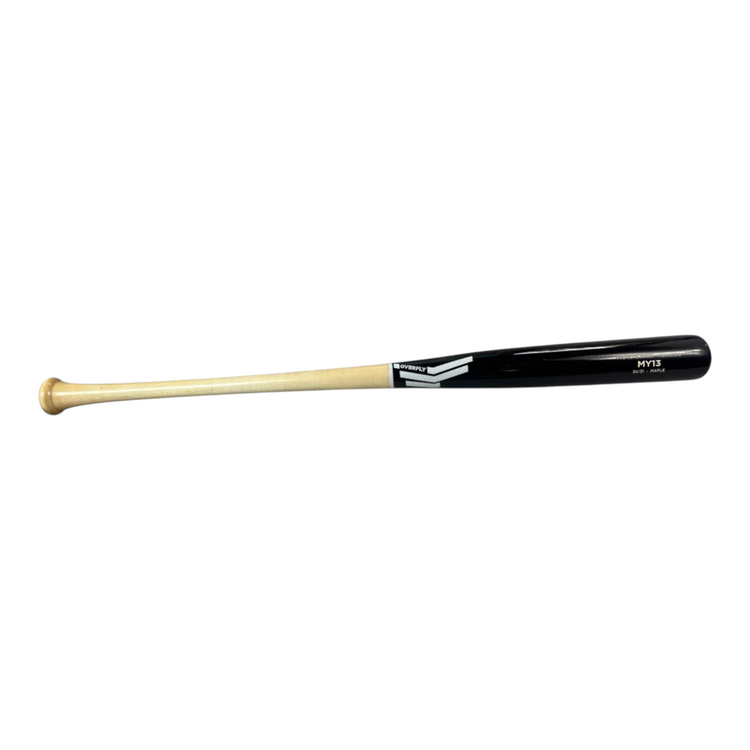Bat de béisbol Radach Sports Overfly Pro Elite MY13 de 34 pulgadas en madera de maple con barril negro y mango natural