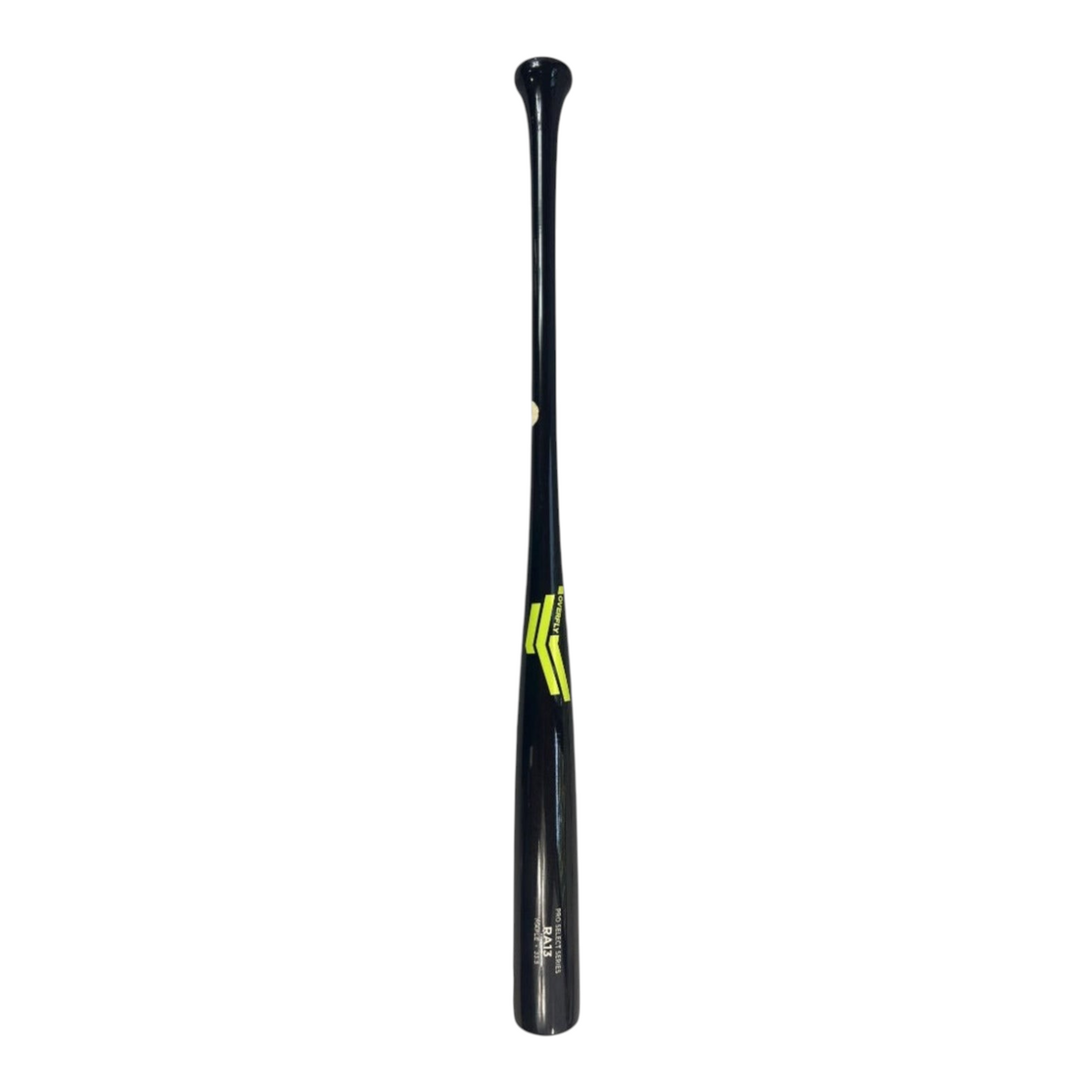 Bat de béisbol Radach Sports Overfly Pro Select RA13 de madera de maple en color negro con detalles en verde lima