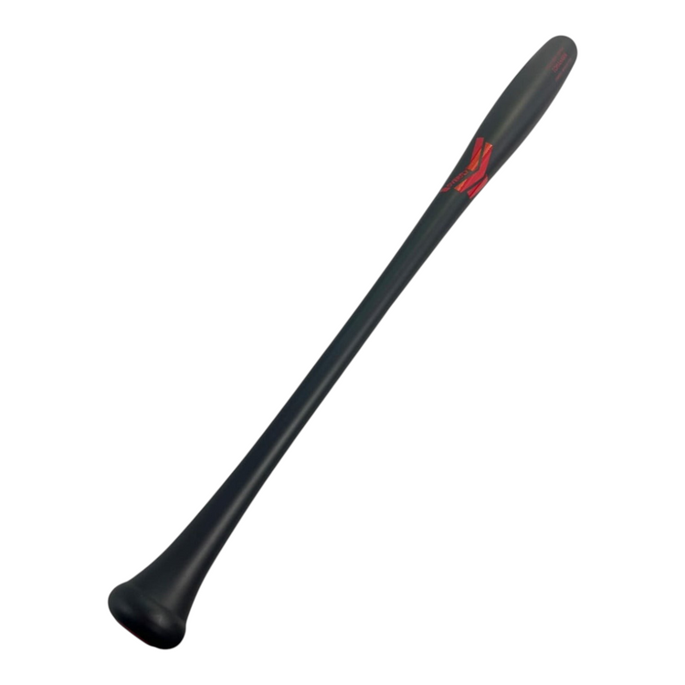 Bat de béisbol Radach Sports Overfly Tomahawk Torpedo de 34 pulgadas en madera de maple negro mate con detalles rojos