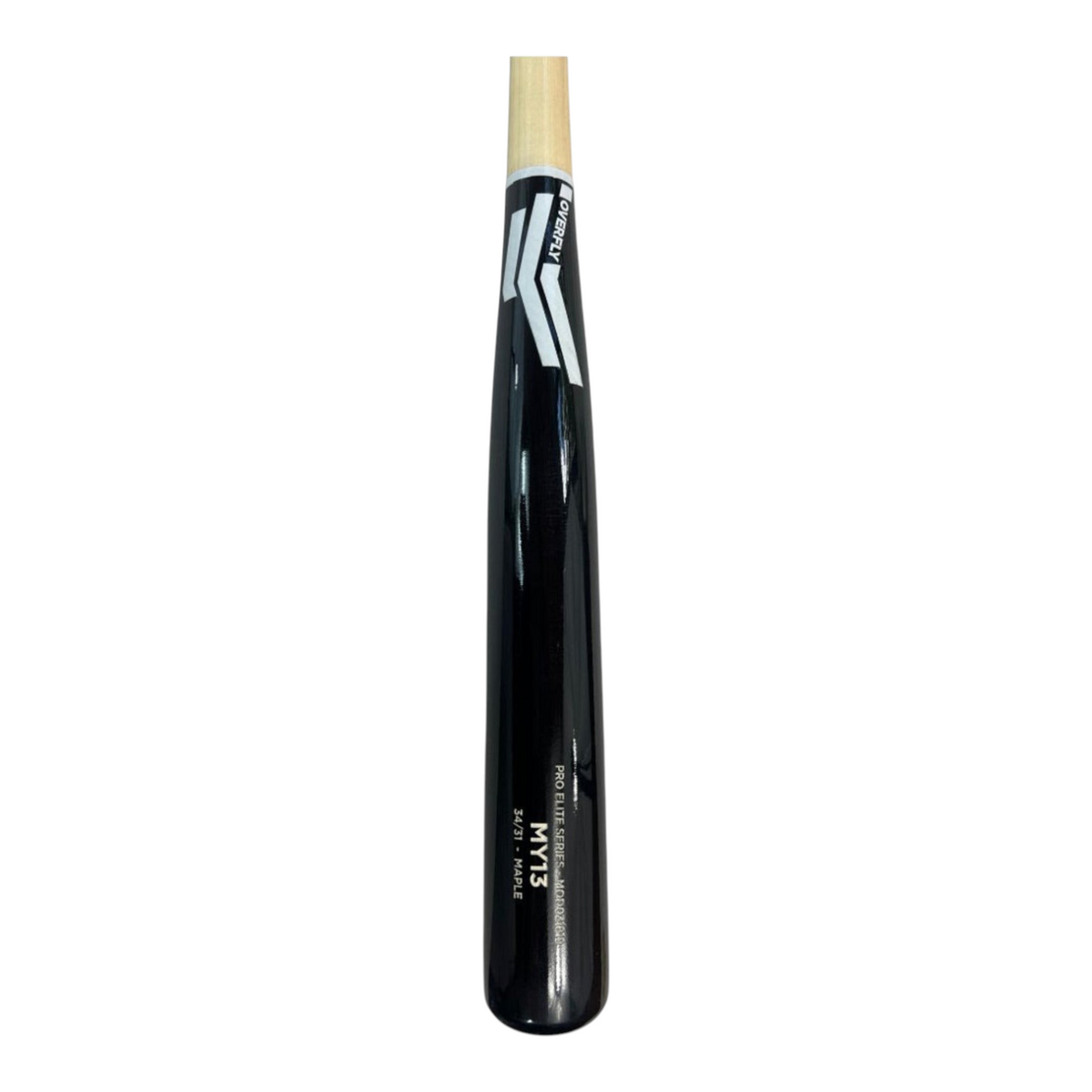 Bat de béisbol Radach Sports Overfly Pro Elite MY13 de madera de maple con barril negro y mango natural