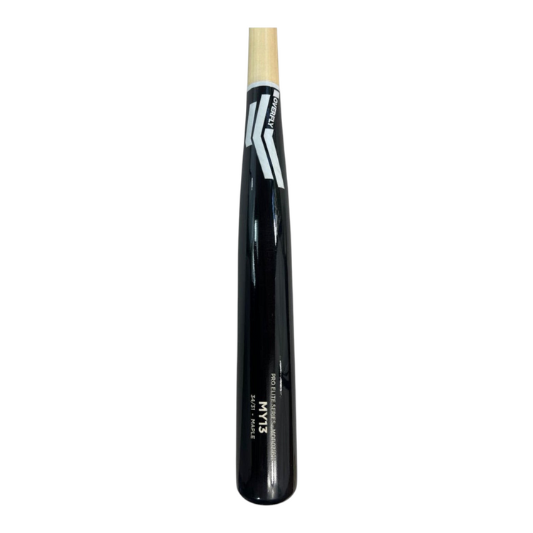 Bat de béisbol Radach Sports Overfly Pro Elite MY13 de madera de maple con barril negro y mango natural
