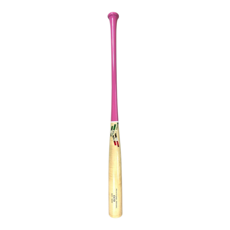 Bat de béisbol Radach Sports Overfly Pro Elite CC13 de madera maple, mango rosa y barril natural, edición México.