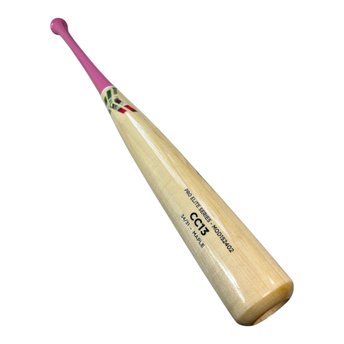 Bat de béisbol Radach Sports Overfly Pro Elite CC13 de madera de maple con mango rosa y barril natural, edición México