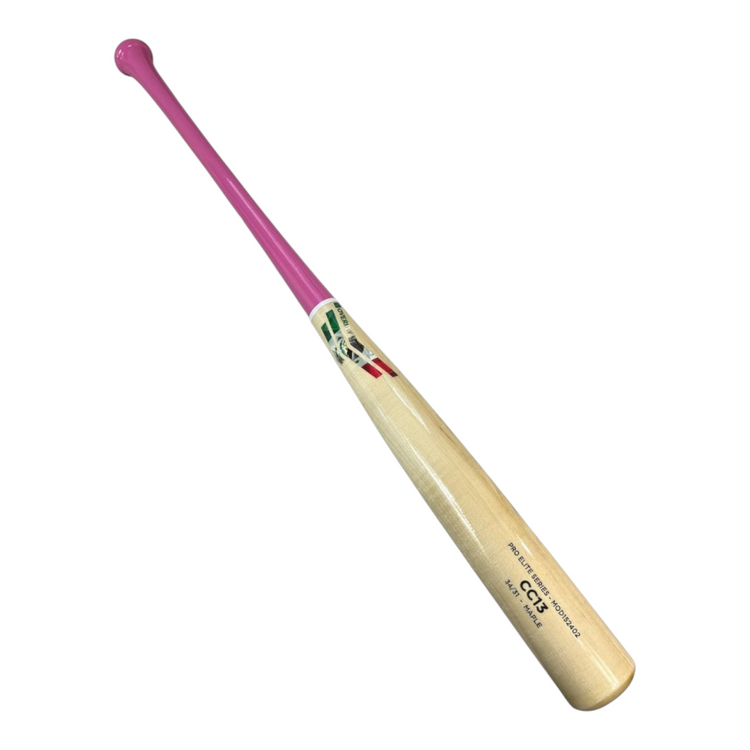 Bat de béisbol Radach Sports Overfly Pro Elite CC13 de madera de maple con mango rosa y barril natural