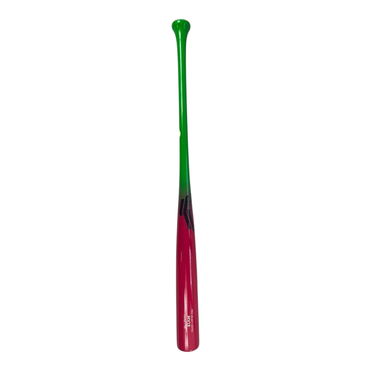 Bat de béisbol Radach Sports Overfly MY13 de madera de maple, color rosa brillante con mango verde neón, 34 pulgadas.