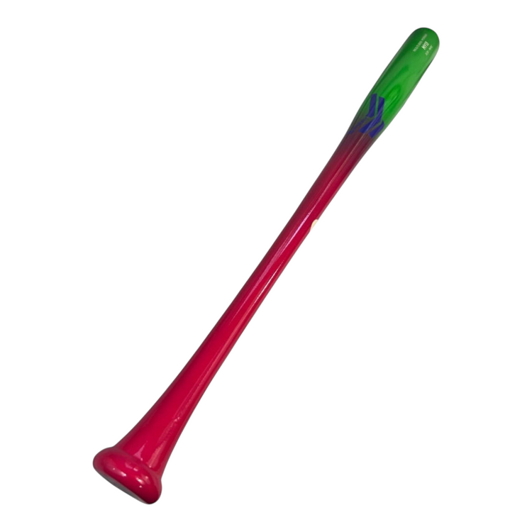 Bat de béisbol Radach Sports modelo MY13 Elite Series de madera maple en colores verde y rosa con acabado profesional