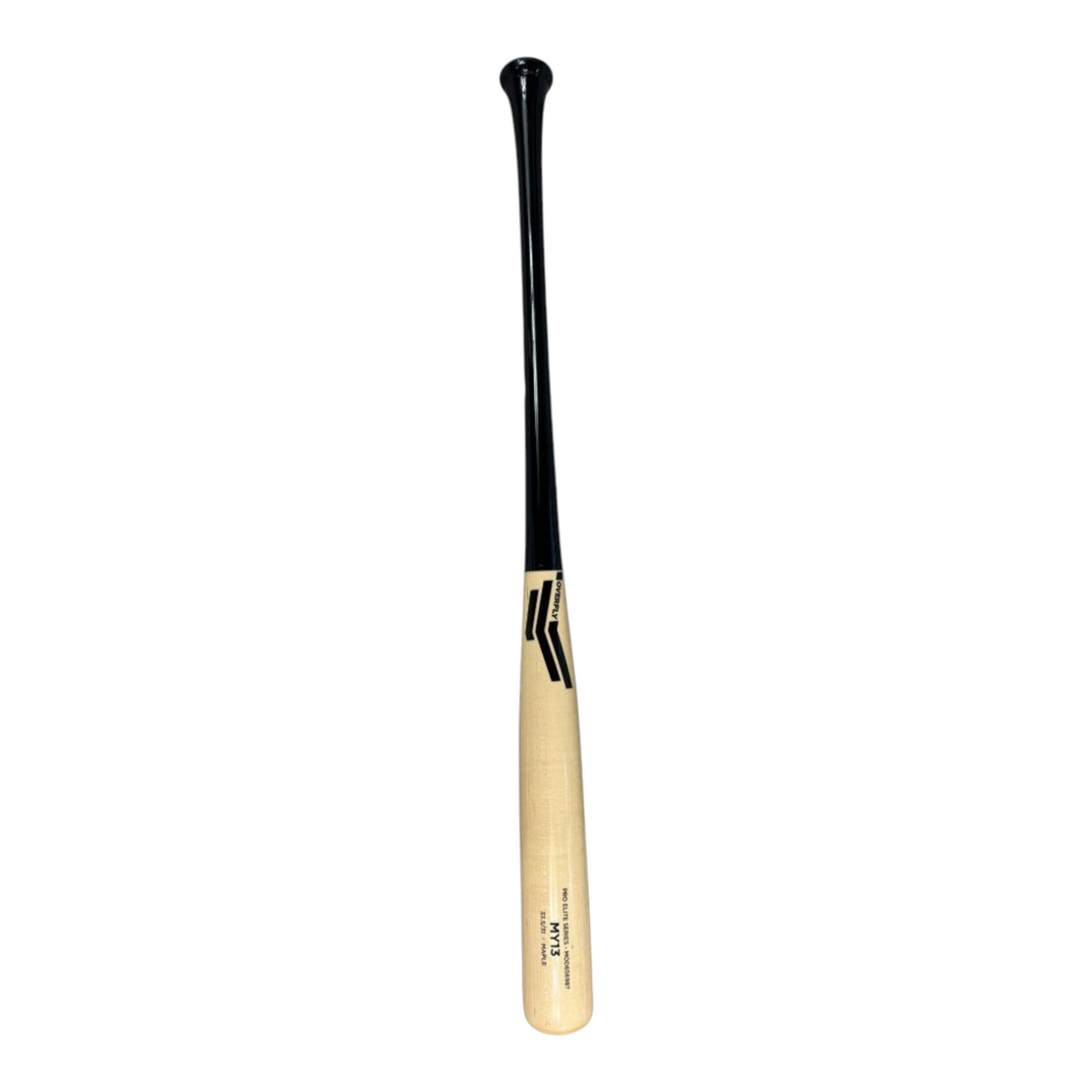 Bat de béisbol Radach Sports Overfly MY13 de madera de maple con barril natural y mango negro de 33.5 pulgadas