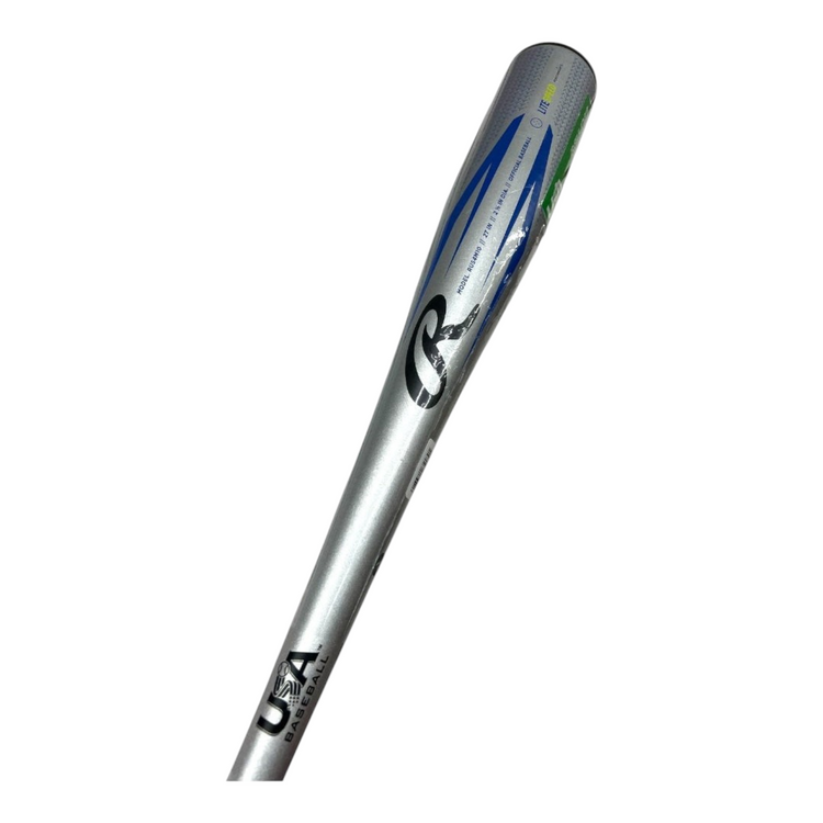 Bat de beisbol infantil Radach Sports Rawlings Machine de aleación plateada con detalles en azul y certificación USA