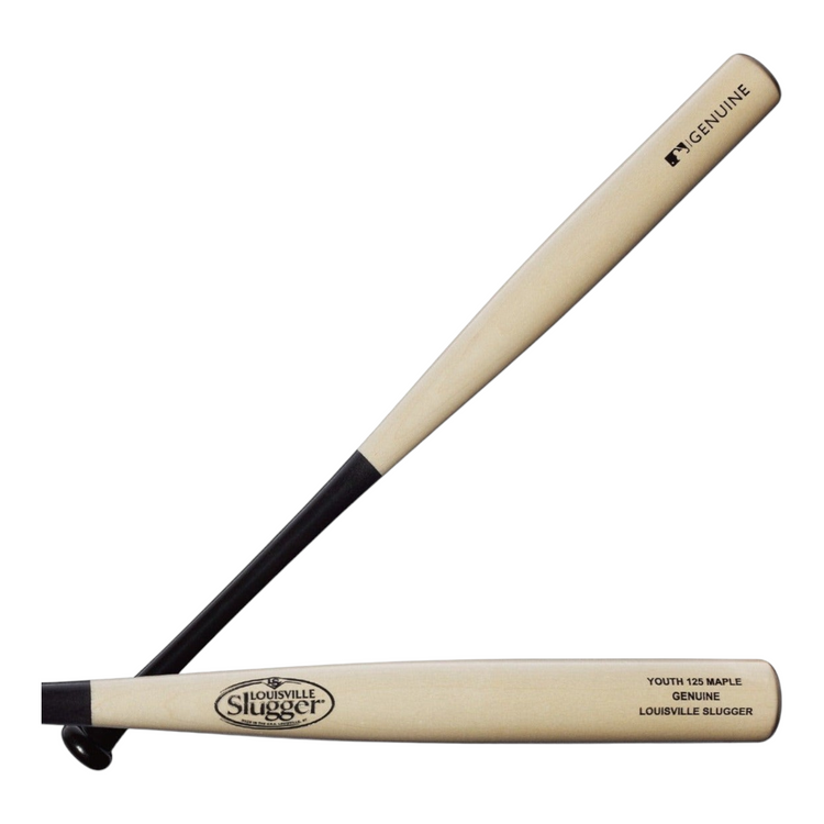 Bat de béisbol Radach Sports Louisville Slugger juvenil de madera de maple con mango negro y barril natural de 27in