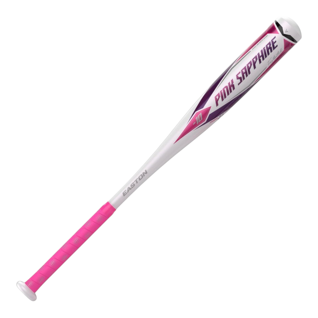 Bat de softbol infantil Radach Sports Easton Pink Sapphire de aluminio blanco y rosa con agarre ultrafino