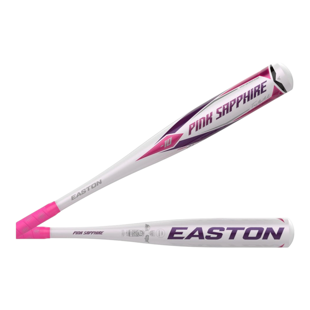 Bat de softbol infantil Radach Sports Easton Pink Sapphire de aluminio blanco y rosa con agarre deportivo