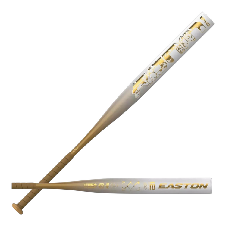 Bat de softbol Radach Sports Easton Ronin 240 de aluminio en color blanco y dorado con diseño equilibrado