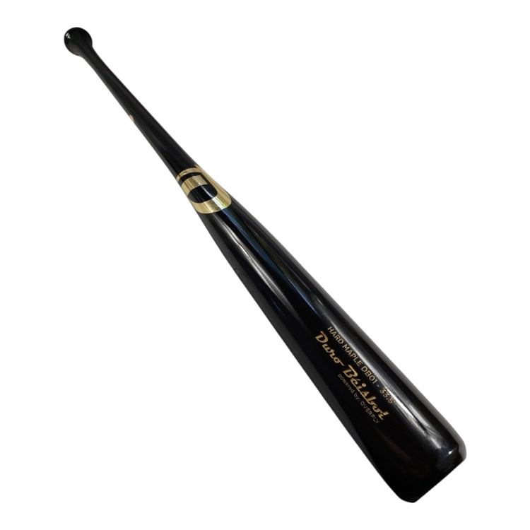 Bate de béisbol Radach Sports de madera de arce duro modelo DB01 en color negro con detalles dorados de 33.5 pulgadas