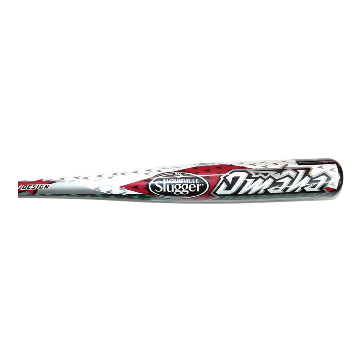 Bate de béisbol Radach Sports Louisville Omaha de aluminio con diseño en blanco, rojo y negro
