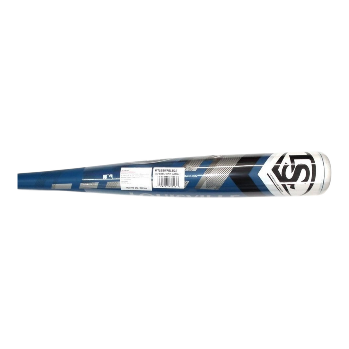 Bate de béisbol Radach Sports Louisville Warrior en color azul, negro y blanco con diseño gráfico moderno