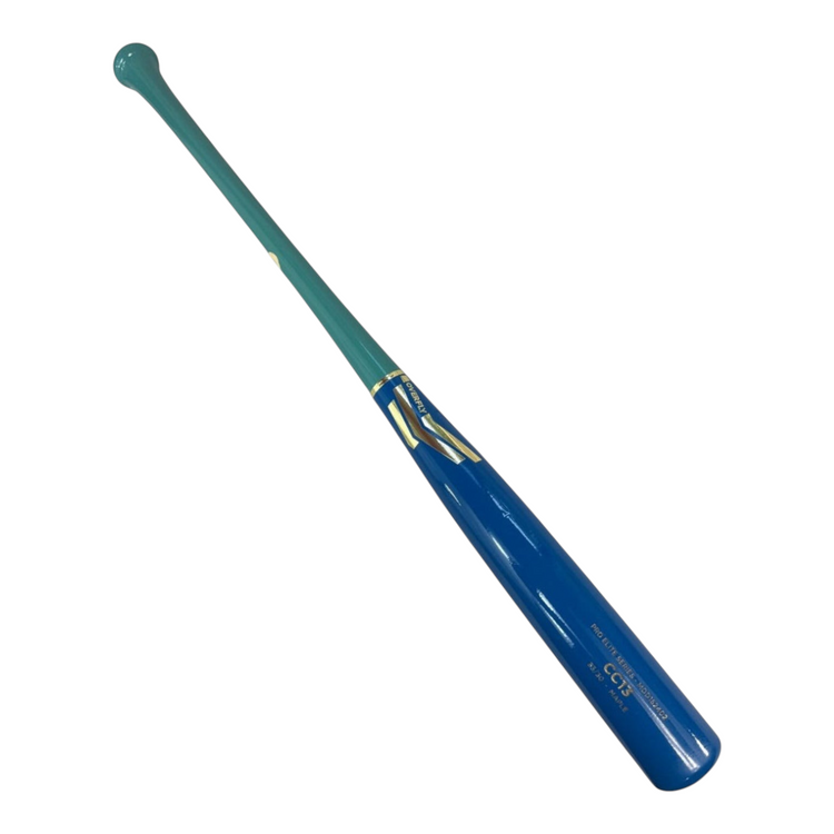 Bate de béisbol profesional Radach Sports Overfly Pro Elite CC13 de madera en colores azul y verde agua