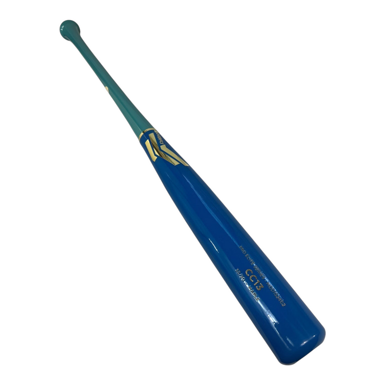 Bate de béisbol profesional Radach Sports Overfly Pro Elite CC13 de madera en colores azul y verde agua