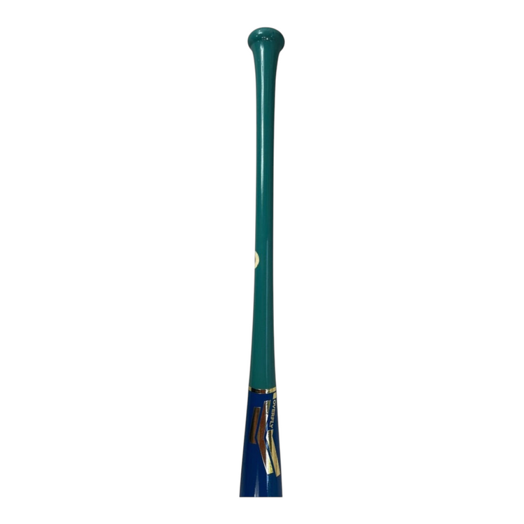 Bate de béisbol profesional Radach Sports Overfly Pro Elite CC13 de madera en colores azul y verde agua.