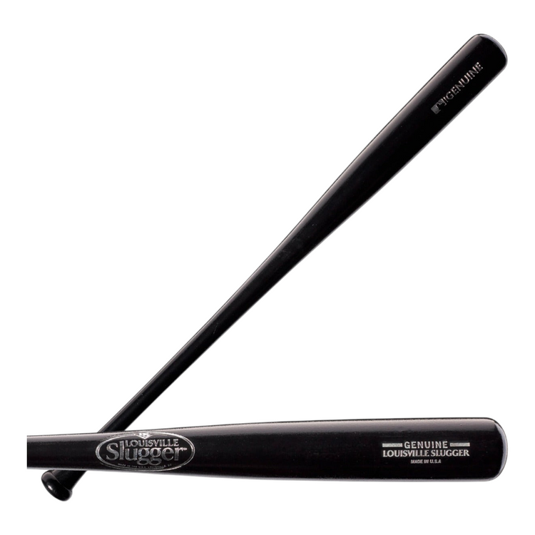 Bate de béisbol Radach Sports Louisville 3 Series de madera negra con acabado brillante y logo plateado
