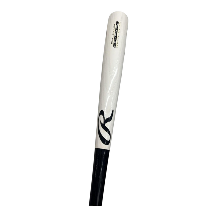 Bate de béisbol de madera de fresno Radach Sports Rawlings Player Preferred en color blanco y negro de 33.5 pulgadas
