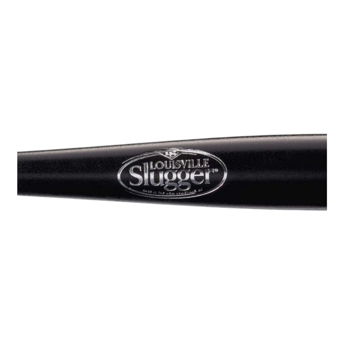 Bate de béisbol Radach Sports Louisville Slugger Genuine Y125 de madera negra con logotipo plateado metálico