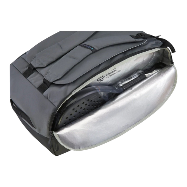 Bolsa de pádel Radach Sports Head Pro X Duffle Bag gris con compartimento térmico CCT+ para raquetas