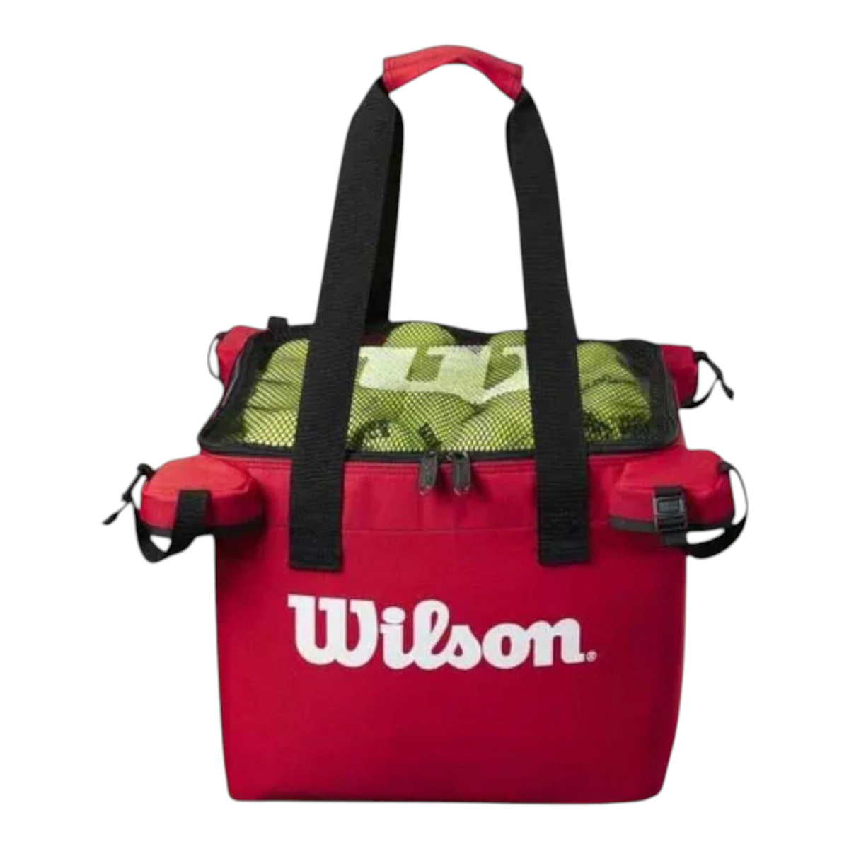Bolsa roja Wilson de Radach Sports para 150 pelotas de tenis con cierre superior y asas resistentes