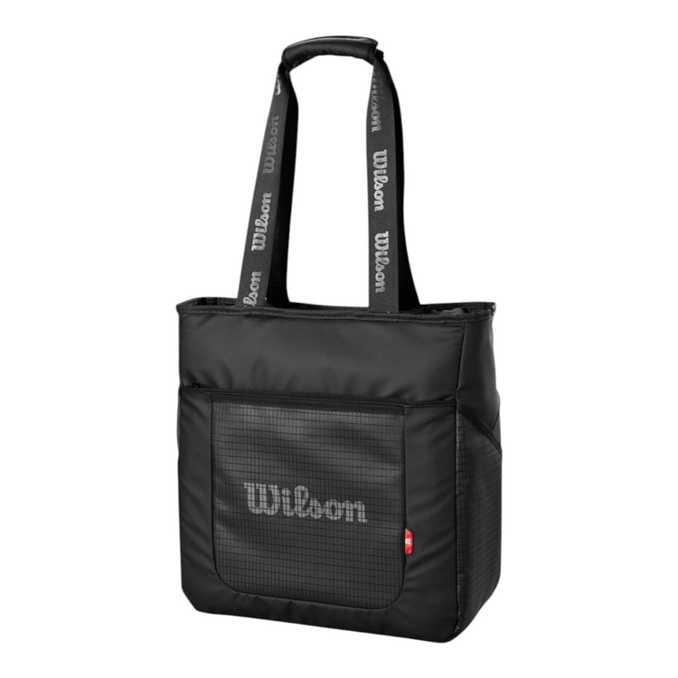 Bolso raquetero negro Radach Sports Wilson Lifestyle con correas estampadas y bolsillo frontal semitransparente