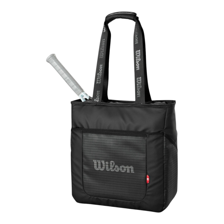 Bolso de mano Radach Sports Wilson Lifestyle negro de poliéster con espacio para raquetas y bolsillos exteriores