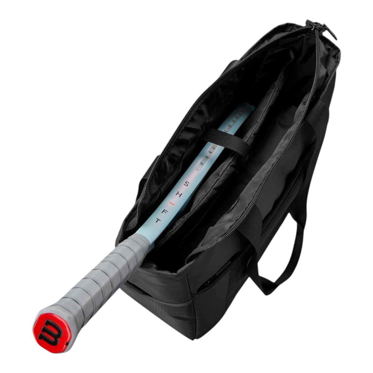 Bolso de mano Radach Sports Wilson Lifestyle negro de poliéster con raqueta de tenis en el compartimento principal