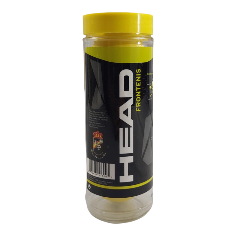 Bote de 3 pelotas de frontenis Head amarillas de alta durabilidad, comercializado por Radach Sports