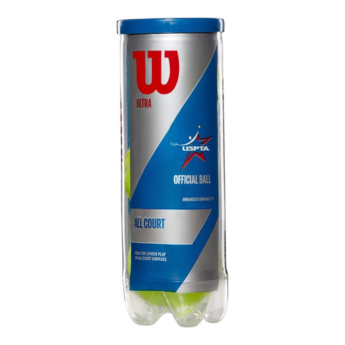 Bote de pelotas de tenis Wilson Ultra All Court de Radach Sports con fieltro de alta visibilidad para todo terreno