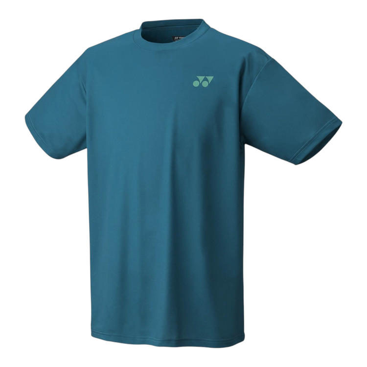 Camiseta deportiva Radach Sports Yonex YM0045 en color azul con logo verde, transpirable y con protección UV.