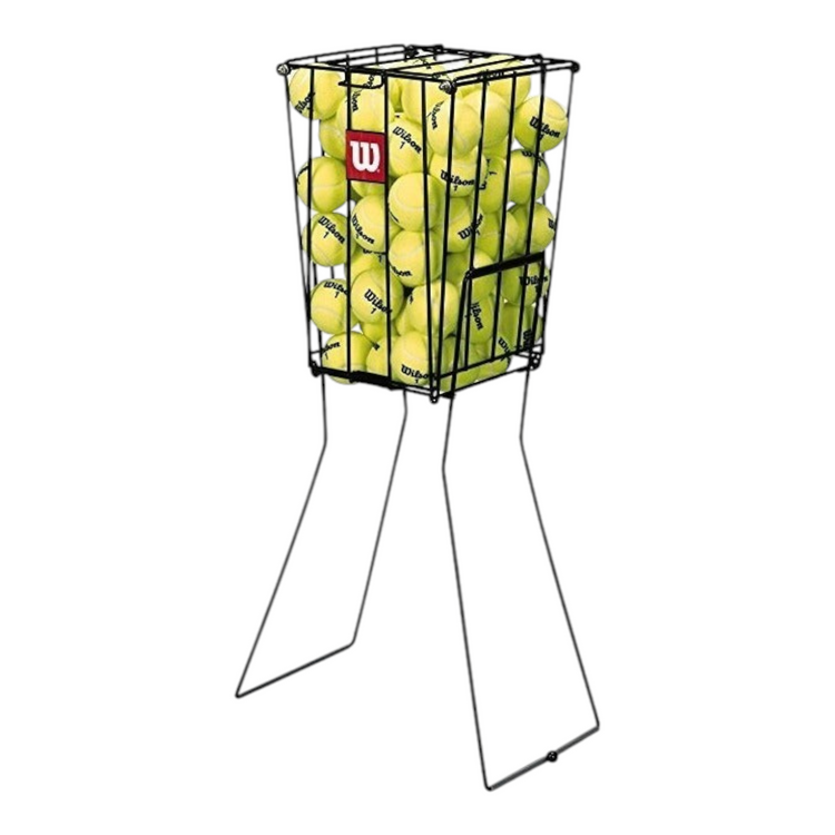 Canasto Radach Sports Wilson 75 Pick Up lleno de pelotas de pádel amarillas con logotipo de la marca