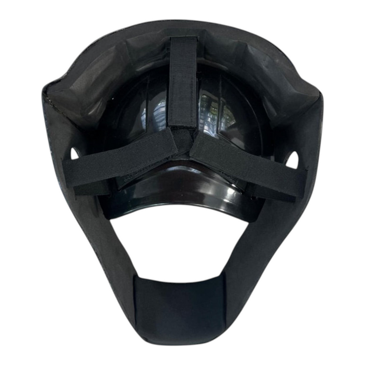 Vista interior de la careta Radach Sports para catcher adulto con acolchado negro y correas de ajuste reforzadas