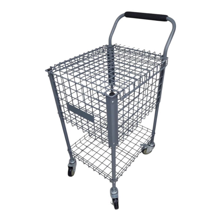 Carrito de metal gris Radach Sports para 324 pelotas de tenis con ruedas y diseño ergonómico