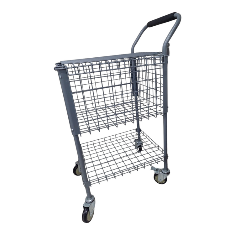 Carrito de metal gris Radach Sports para 324 pelotas de tenis con diseño de dos niveles y ruedas giratorias