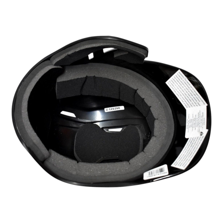 Casco de bateo Radach Sports negro de una oreja para zurdos, talla extra grande, vista interior con acolchado