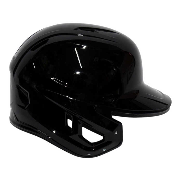 Casco de bateo Radach Sports negro de una oreja para zurdos, talla extra grande, diseño profesional brillante.