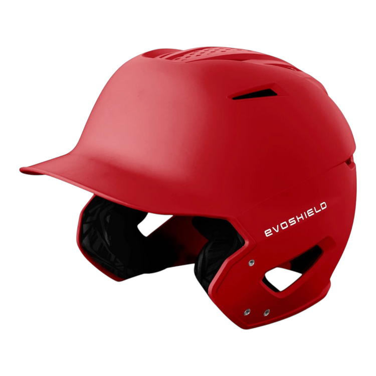 Casco de bateo Radach Sports Evoshield XVT 2.0 juvenil en color rojo mate con diseño de perfil bajo y ventilación