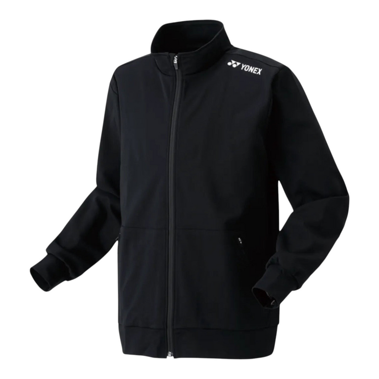 Chamarra deportiva Radach Sports Yonex negra de poliéster con cierre frontal, ideal para tenis y pádel.