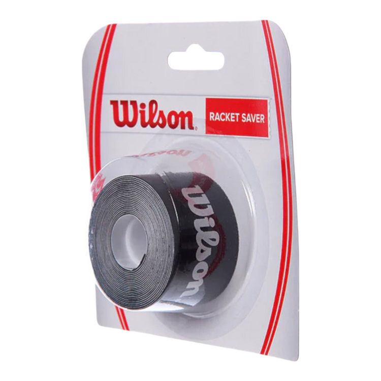 Cinta protectora negra Wilson Racket Saver para raquetas, empaquetada en blíster original de Radach Sports