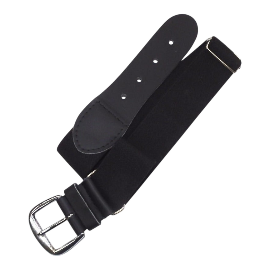 Cinto para uniforme de béisbol Radach Sports en color negro con hebilla metálica y diseño ajustable