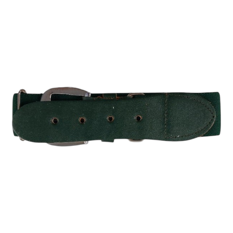 Cinto para uniforme de béisbol Radach Sports en color verde oscuro con hebilla metálica y ajuste unitalla.