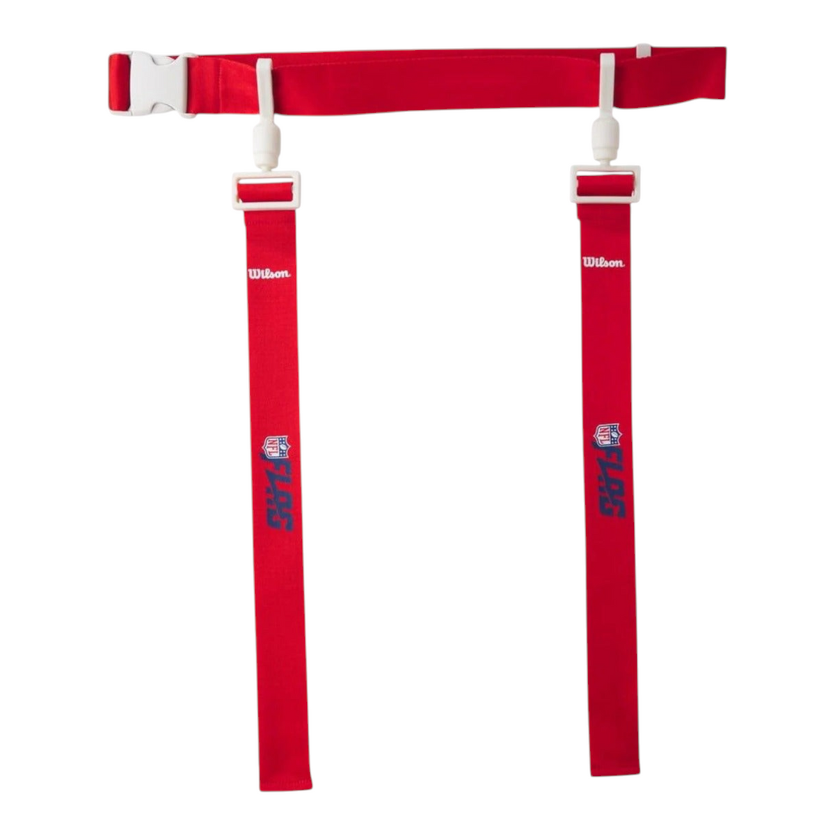 Cinturón Radach Sports Wilson NFL Flag rojo con dos banderas de nailon y hebilla ajustable para fútbol americano