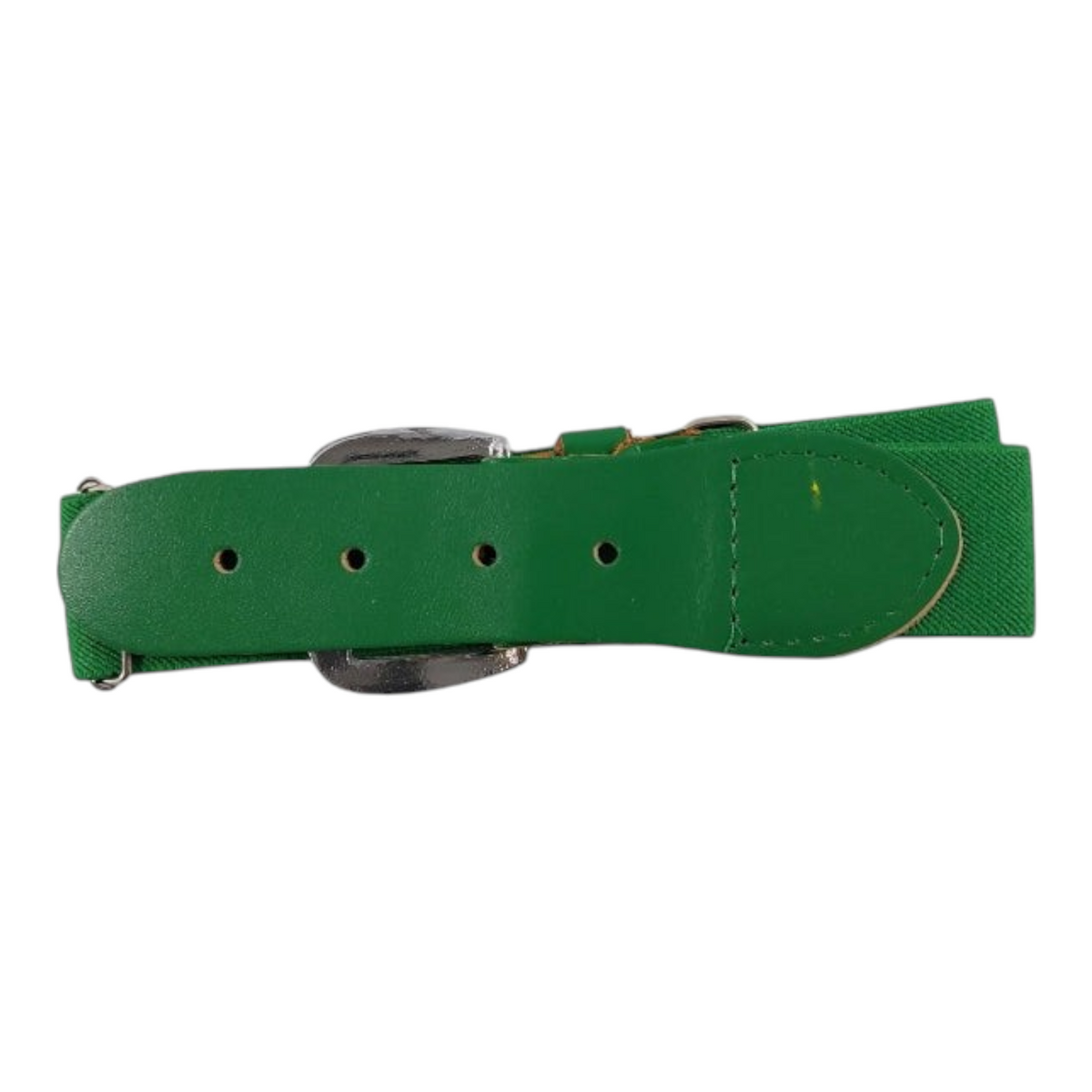 Cinturón elástico verde Radach Sports para béisbol y sóftbol con detalles de piel y hebilla metálica ajustable