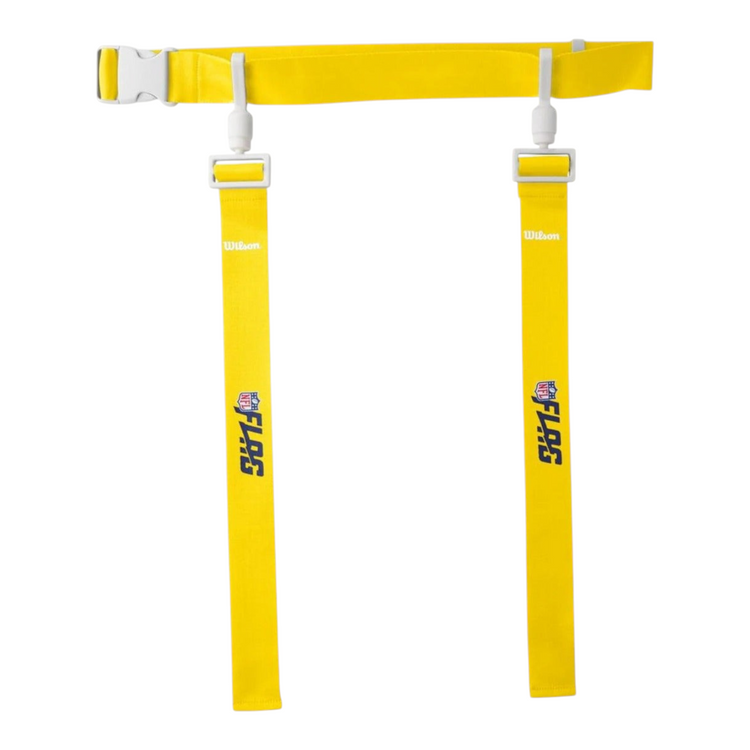 Cinturón amarillo de Radach Sports para futbol americano Wilson NFL Flag con banderas de nailon y hebilla ajustable