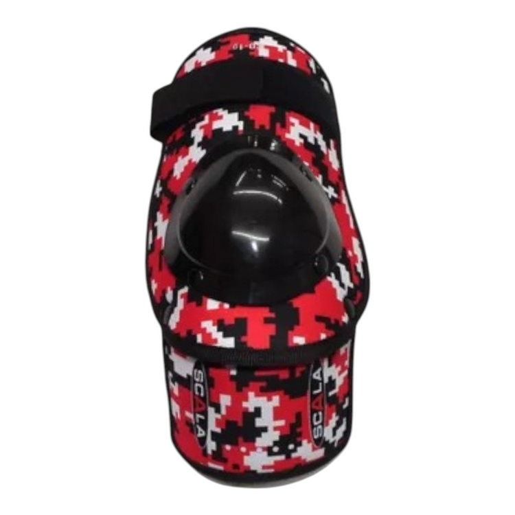Codera para bateador juvenil Radach Sports con estampado de camuflaje rojo y protector de codo negro rígido
