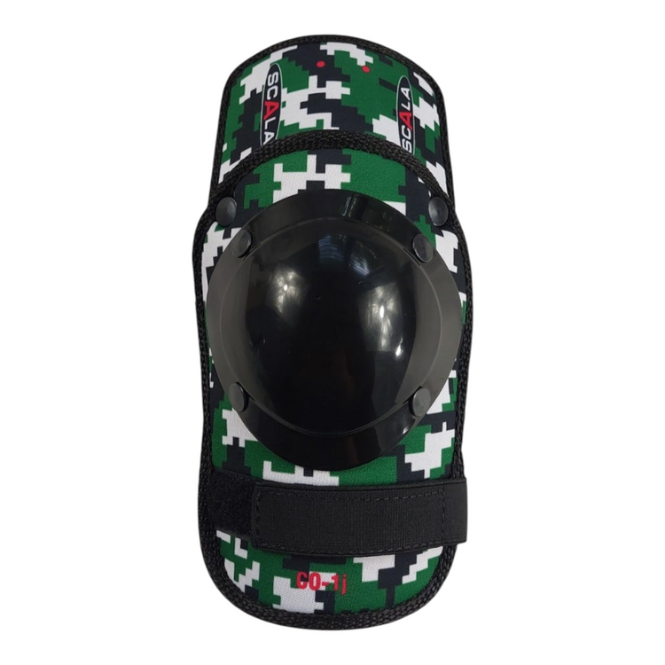 Codera para bateador juvenil Radach Sports Scala con diseño de camuflaje verde y protector rígido negro